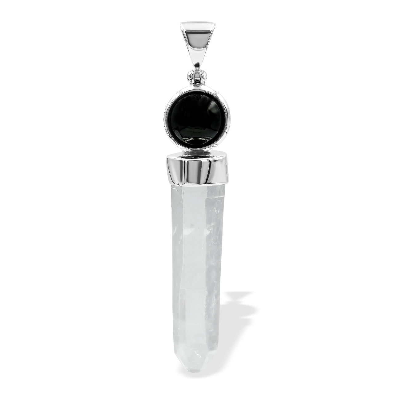 Starborn Quartz Crystal and Sphere Elite Shungite Pendant in Sterling Silver