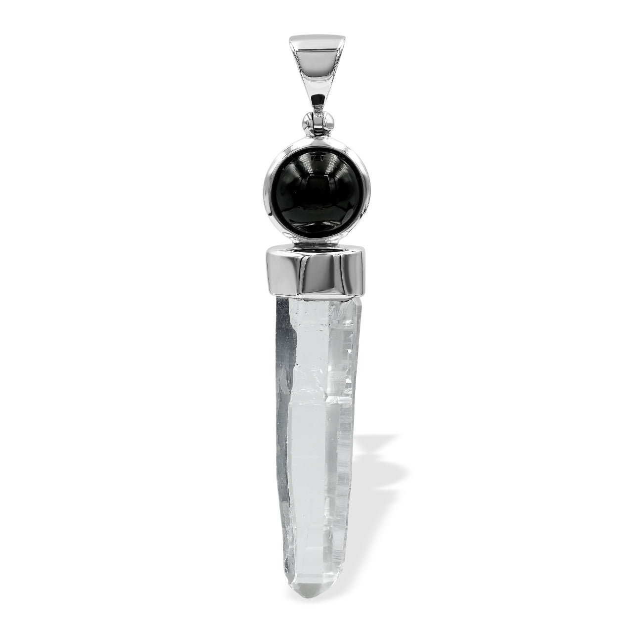 Starborn Quartz Crystal and Sphere Elite Shungite Pendant in Sterling Silver