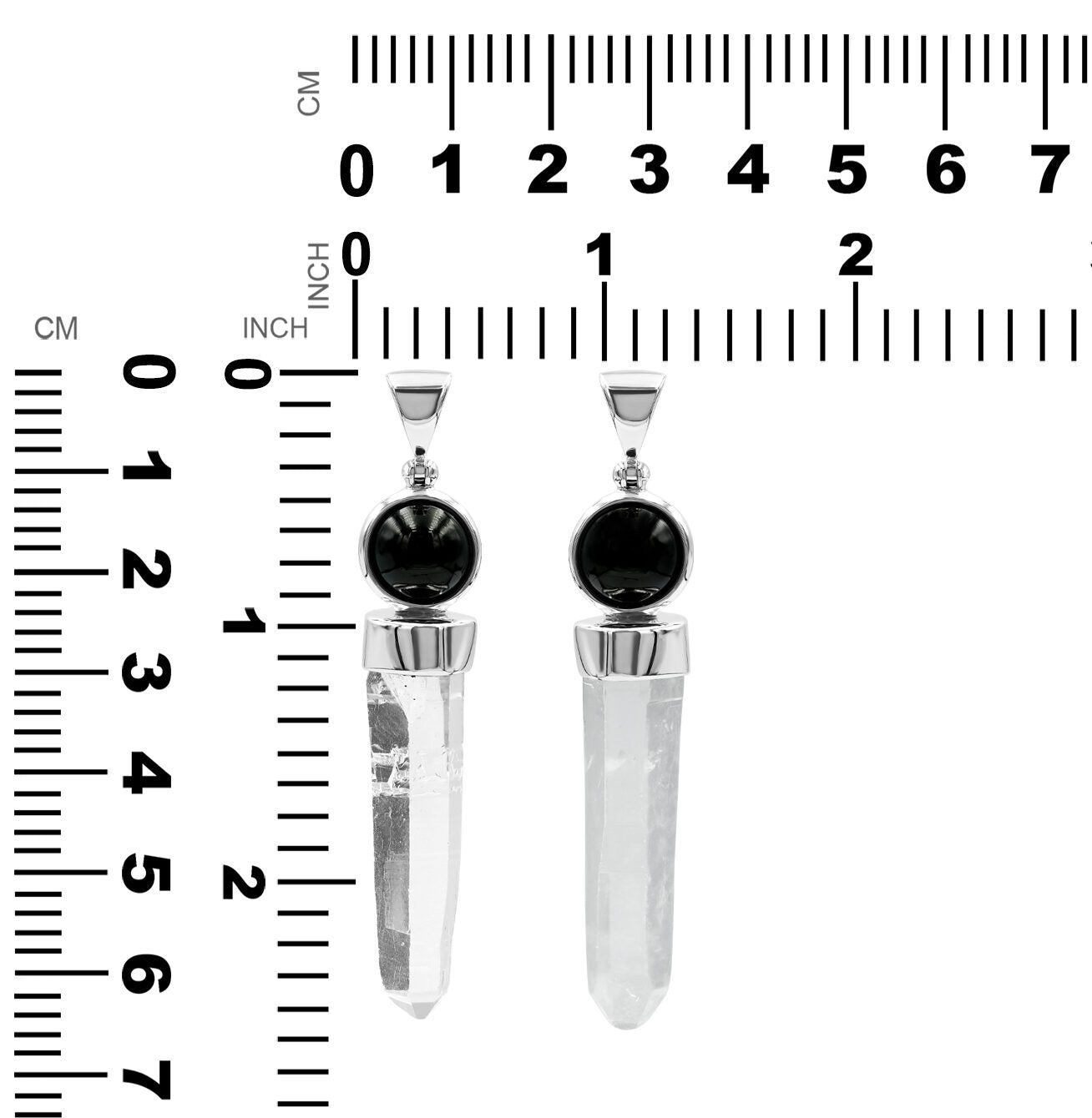 Starborn Quartz Crystal and Sphere Elite Shungite Pendant in Sterling Silver