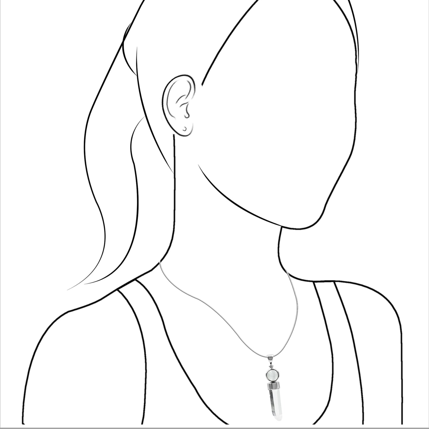 Starborn Quartz Crystal and Sphere Selenite Pendant in Sterling Silver