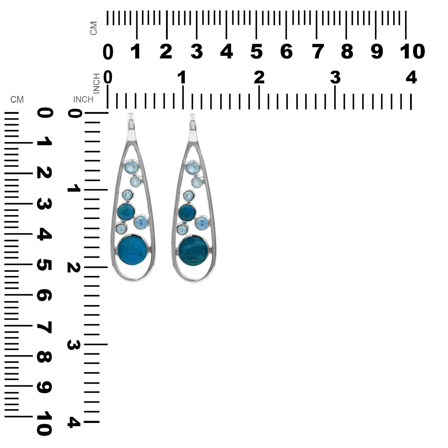 Starborn Mixed Peruvian Blue Opal and Faceted Blue Topaz Teardrop Elongated Frame Pendant in Sterling Silver