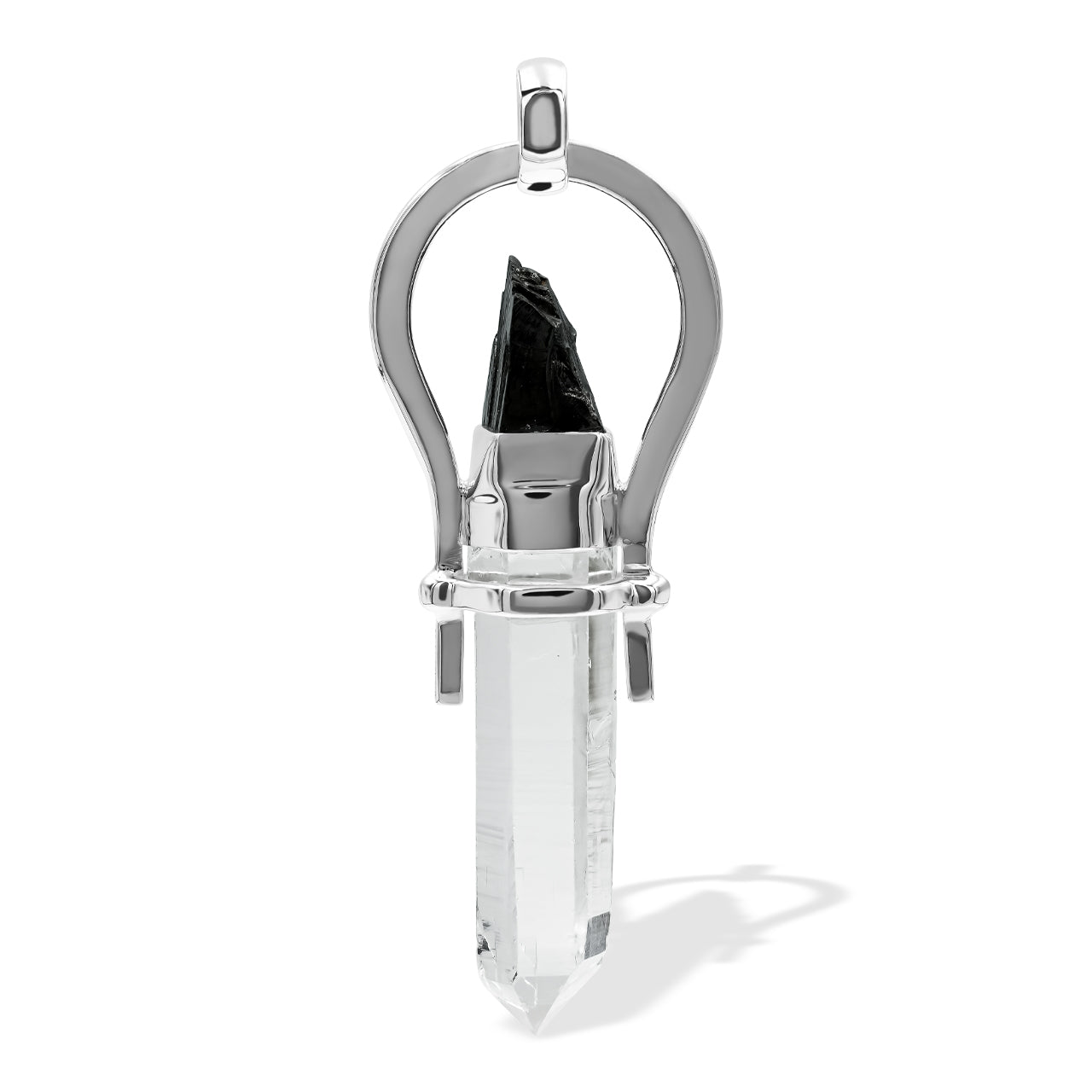 Starborn Elite Shungite and Quartz Crystal Horseshoe Pendant in Sterling Silver
