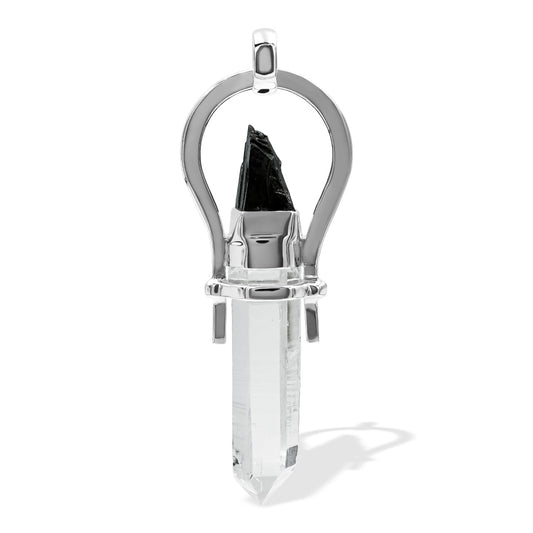 Starborn Elite Shungite and Quartz Crystal Horseshoe Pendant in Sterling Silver