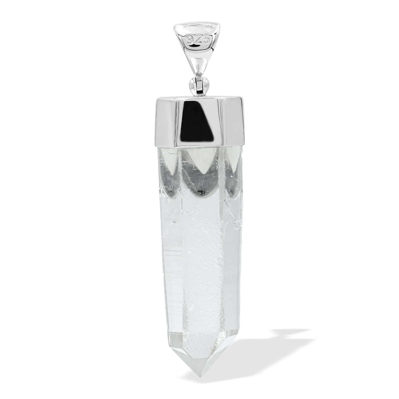 Starborn Quartz Crystal and Rainbow Moonstone Pendant in Sterling Silver