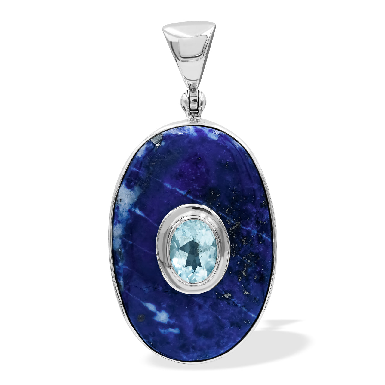 Starborn Lapis Lazuli with Blue Topaz Pendant in Sterling Silver