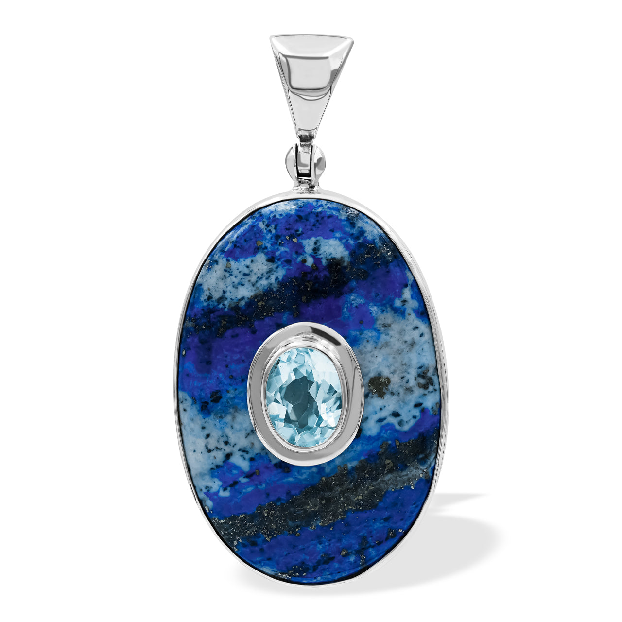 Starborn Lapis Lazuli with Blue Topaz Pendant in Sterling Silver
