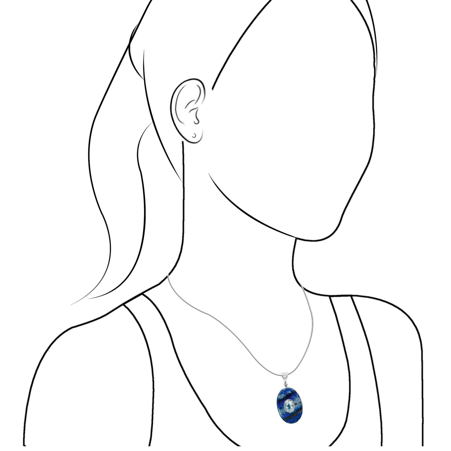 Starborn Lapis Lazuli with Blue Topaz Pendant in Sterling Silver
