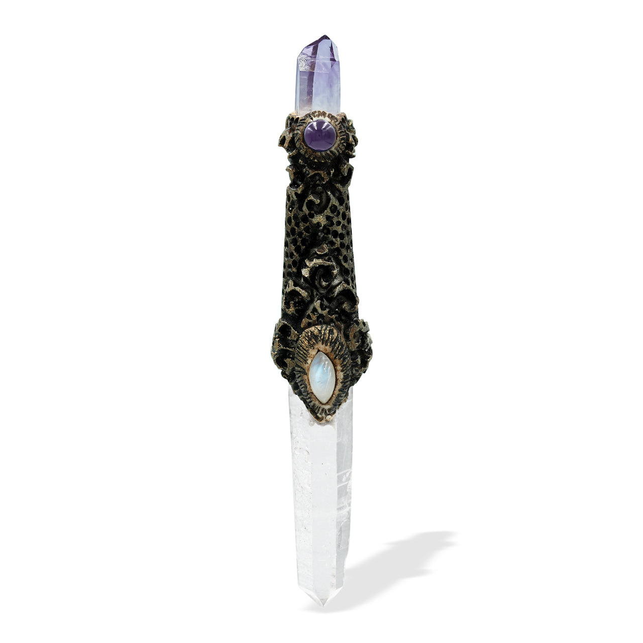 Starborn Quartz Crystal Wand Pendant with Vera Cruz Amethyst