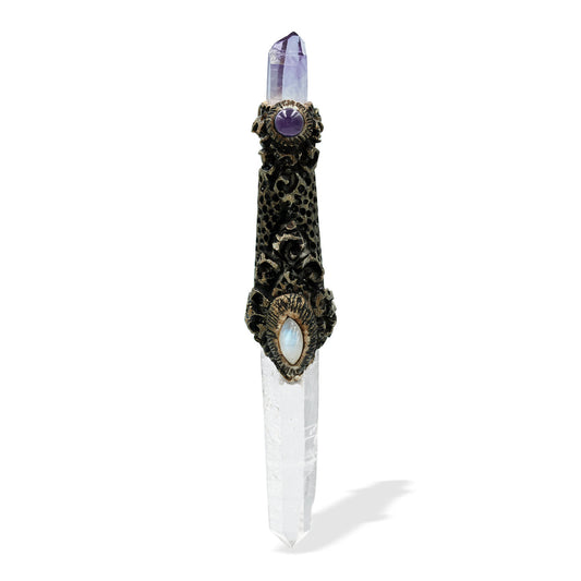 Starborn Quartz Crystal Wand Pendant with Vera Cruz Amethyst