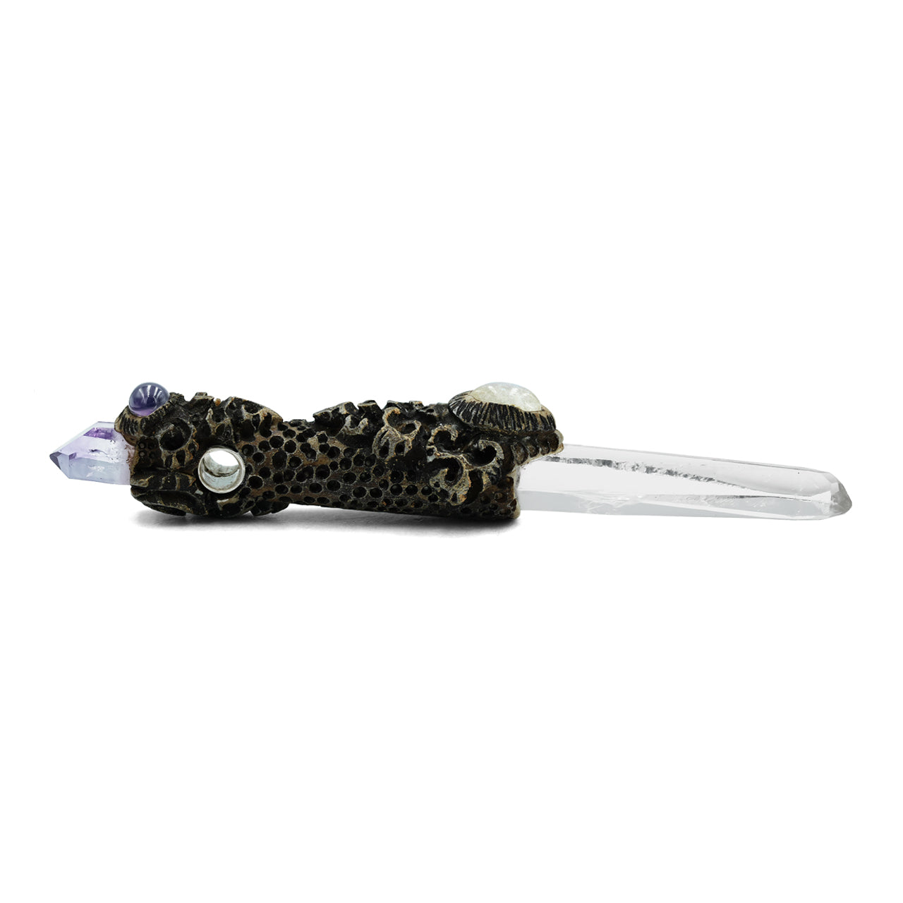 Starborn Quartz Crystal Wand Pendant with Vera Cruz Amethyst