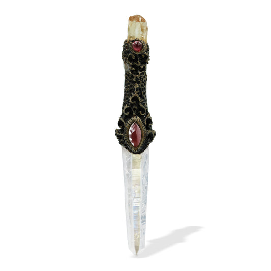 Starborn SI Opal Quartz Crystal Wand Pendant with Garnet