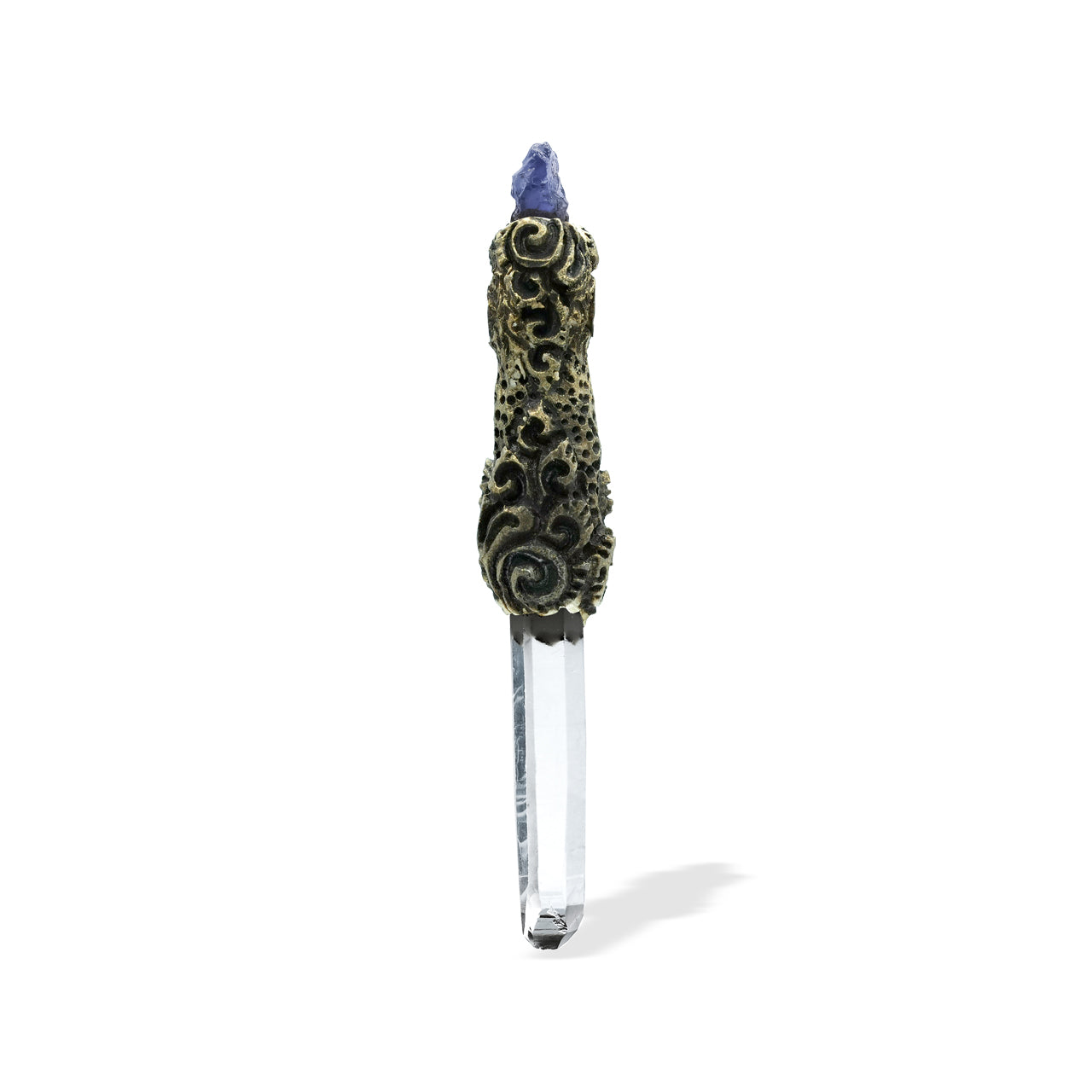 Starborn Quartz Crystal Wand Pendant with Iolite, Kyanite and Rainbow Moonstone