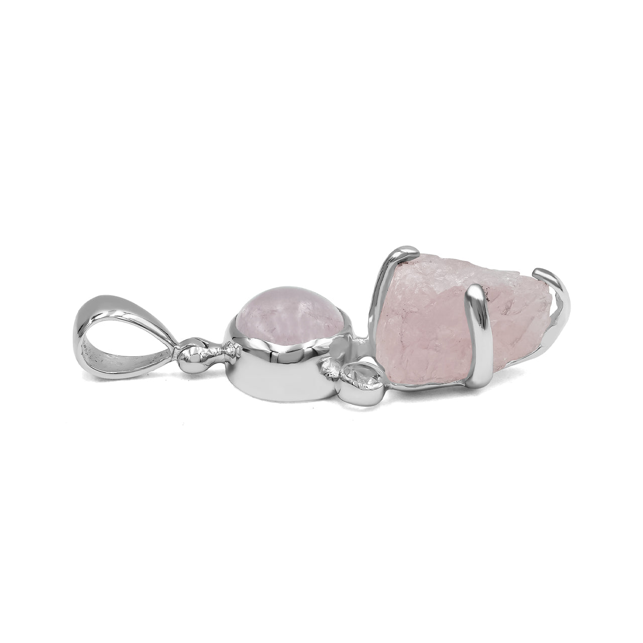 Starborn Morganite and White Topaz Pendant in Sterling Silver