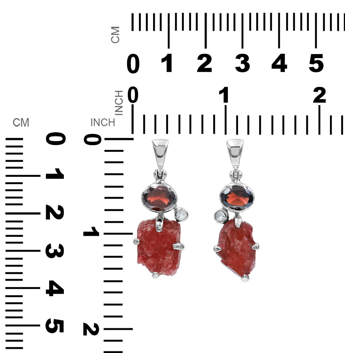 Starborn Garnet, Rhodonite, and White Topaz Pendant in Sterling Silver
