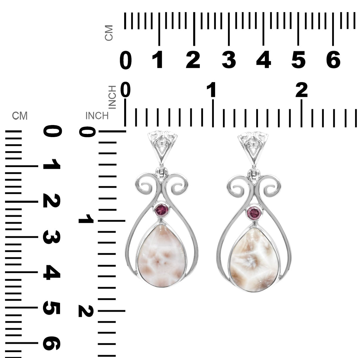 Starborn Pink Natrolite and Tourmaline Scrollwork Pendant in Fine Sterling Silver