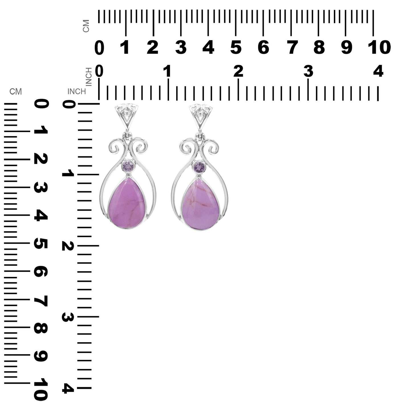 Starborn Phosphosiderite and Amethyst Scrollwork Pendant in Sterling Silver