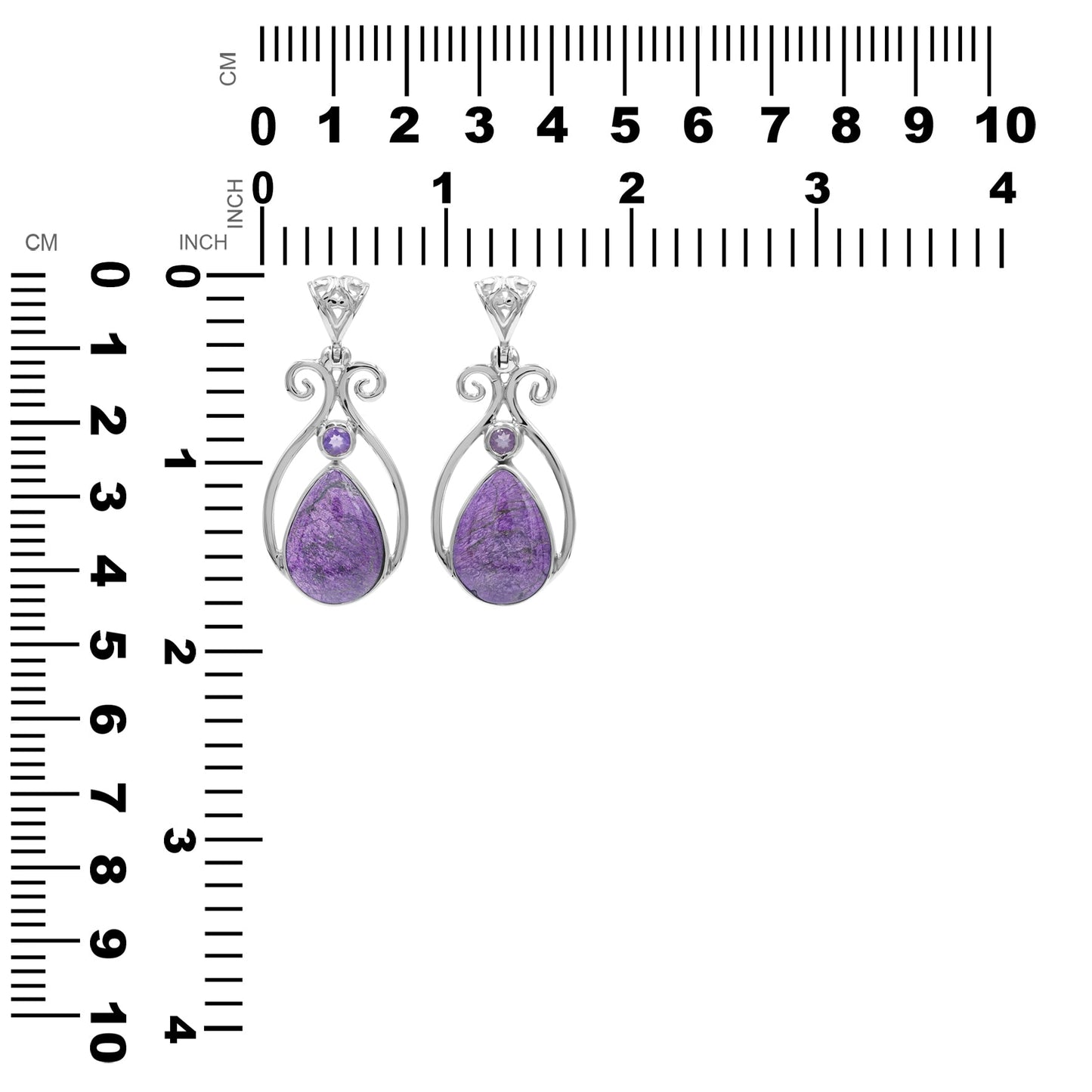 Starborn Purpurite and Amethyst Scrollwork Pendant in Fine Sterling Silver