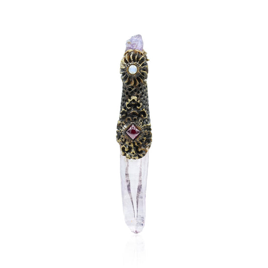 Starborn Vera Cruz Amethyst Crystal Wand Pendant with Rainbow Moonstone, Garnet and Amethyst Rough