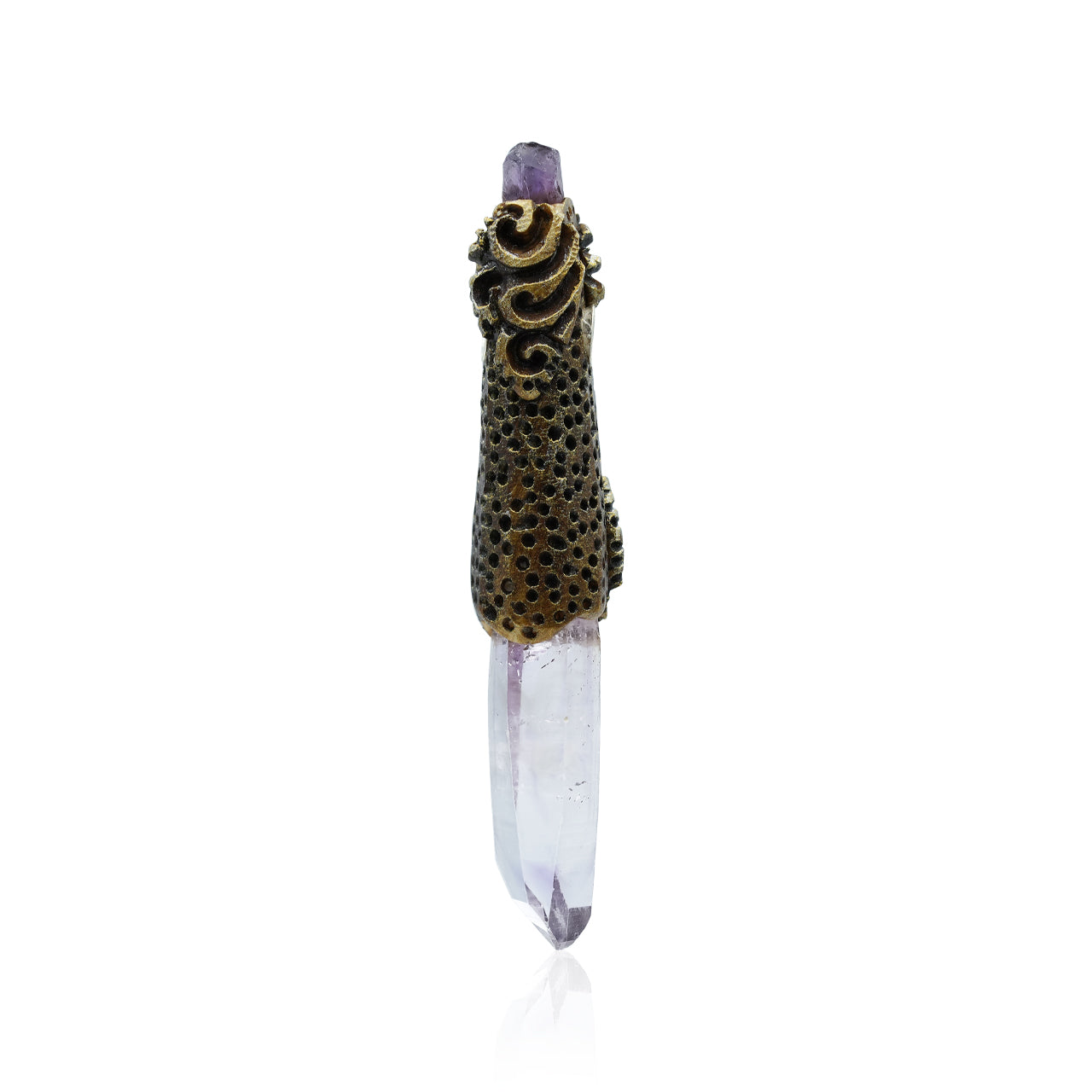 Starborn Vera Cruz Amethyst Crystal Wand Pendant with Rainbow Moonstone, Garnet and Amethyst Rough