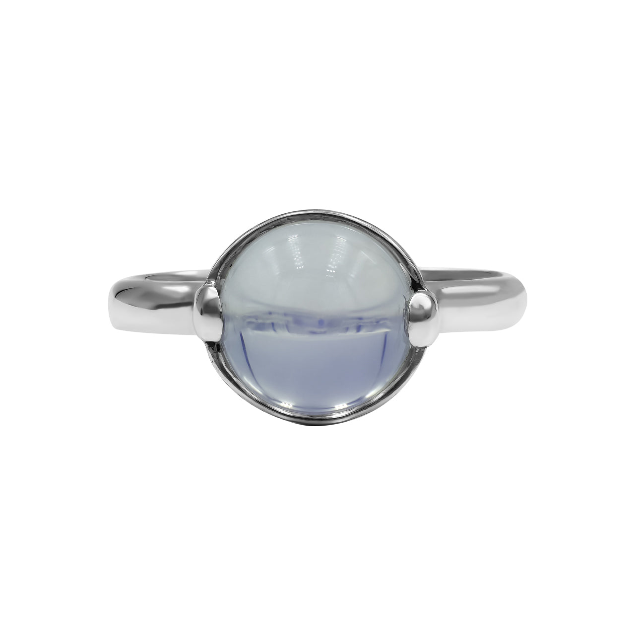 Starborn Moon Amethyst Sphere Ring with Silver Band in Sterling Silver