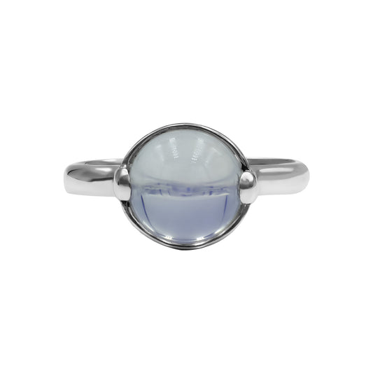 Starborn Moon Amethyst Sphere Ring with Silver Band in Sterling Silver