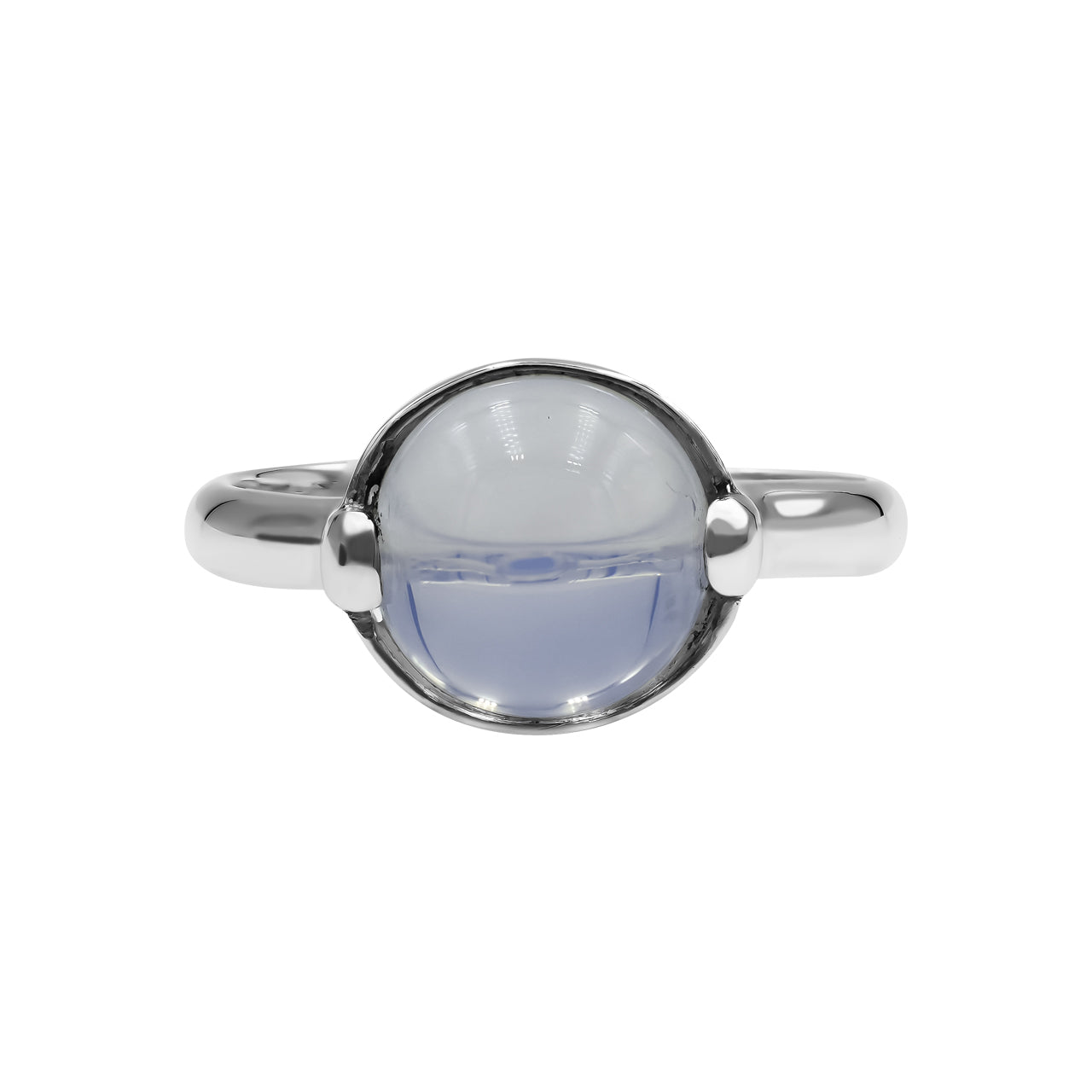 Starborn Moon Amethyst Sphere Ring with Silver Band in Sterling Silver
