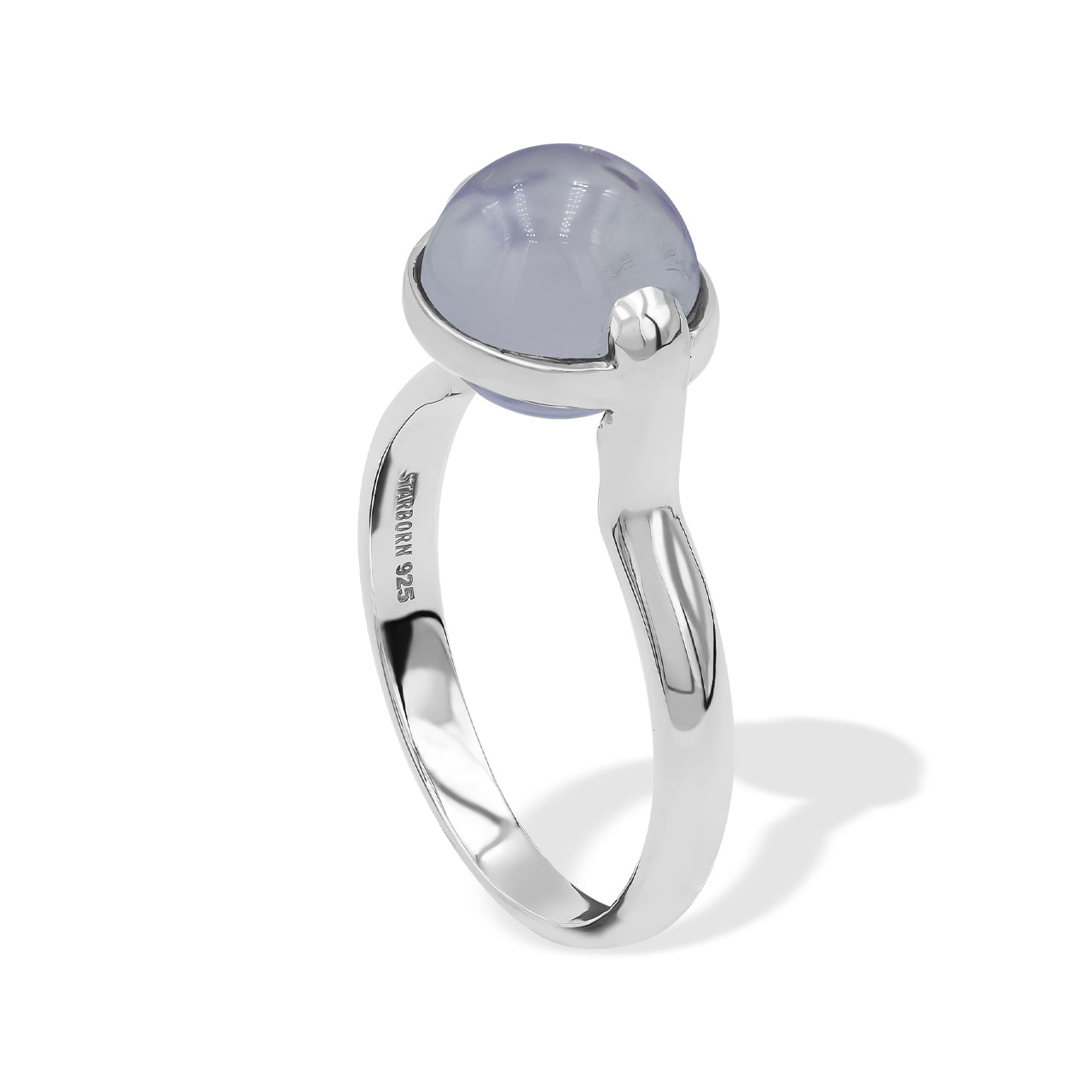 Starborn Moon Amethyst Sphere Ring with Silver Band in Sterling Silver