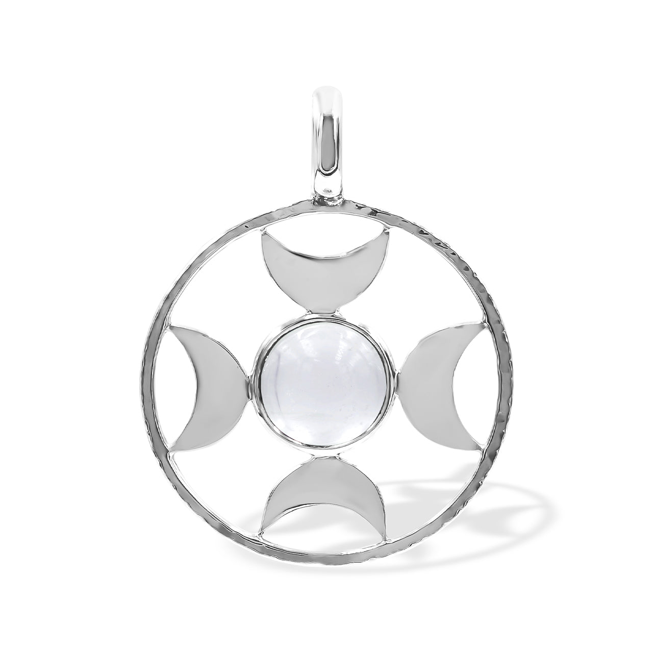 Starborn Sphere Gemstones Directional Crescent Moon Pendant in Sterling Silver - Small