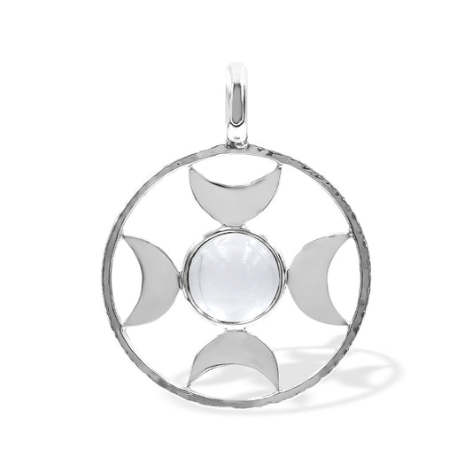 Starborn Sphere Gemstones Directional Crescent Moon Pendant in Sterling Silver - Small