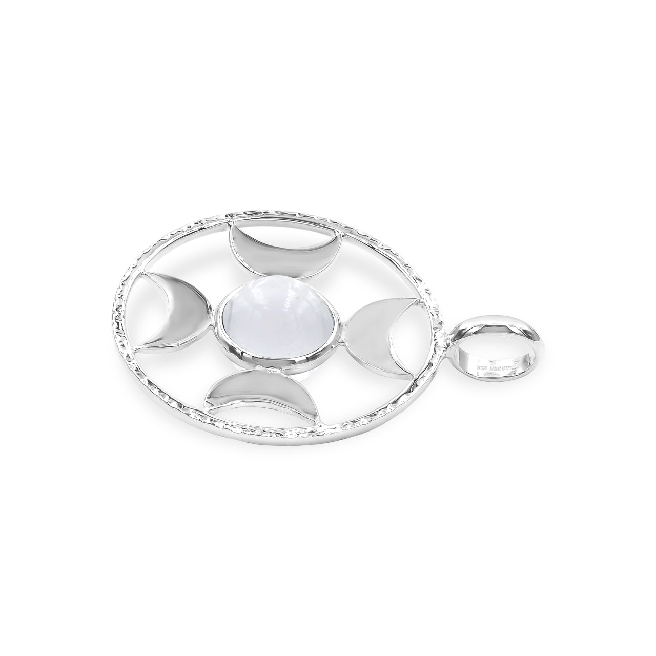 Starborn Sphere Gemstones Directional Crescent Moon Pendant in Sterling Silver - Small
