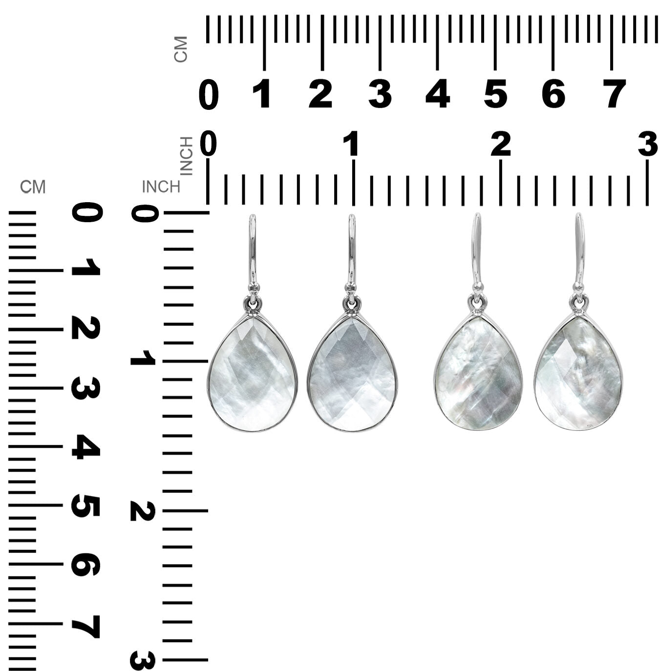Starborn Pear Faceted Mother of Pearl Dangle Earring in Sterling Silver