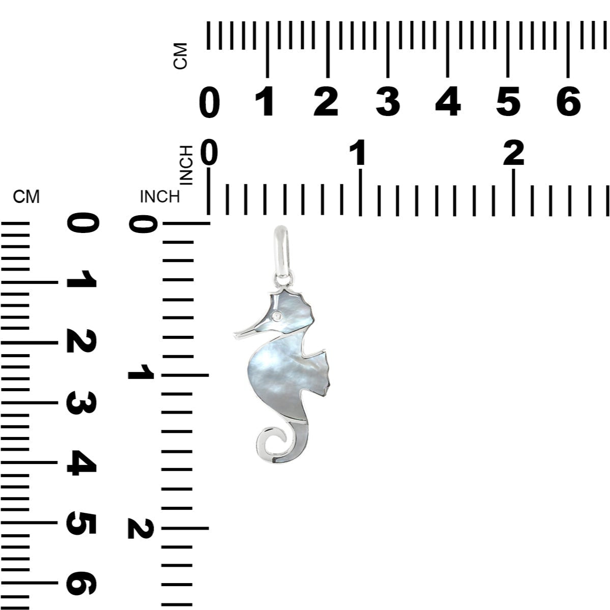 Starborn Mother Of Pearl Inlay Seahorse Pendant in Sterling Silver