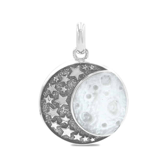 Starborn Mother of Pearl Crescent Moon Pendant in Sterling Silver