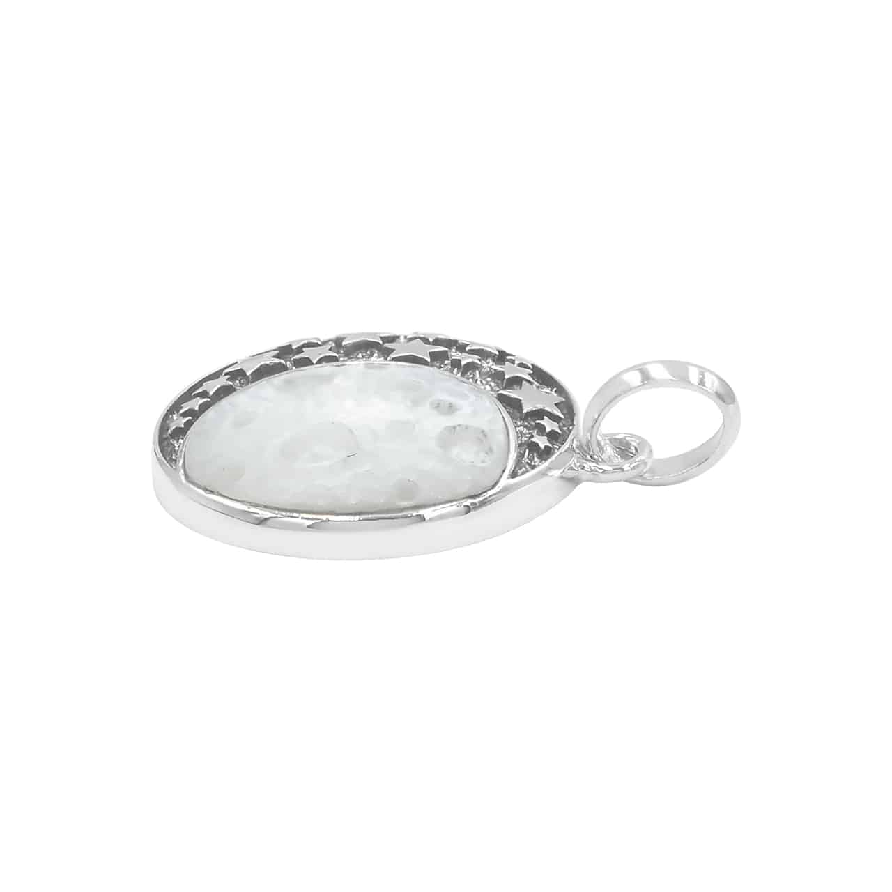 Starborn Mother of Pearl Crescent Moon Pendant in Sterling Silver