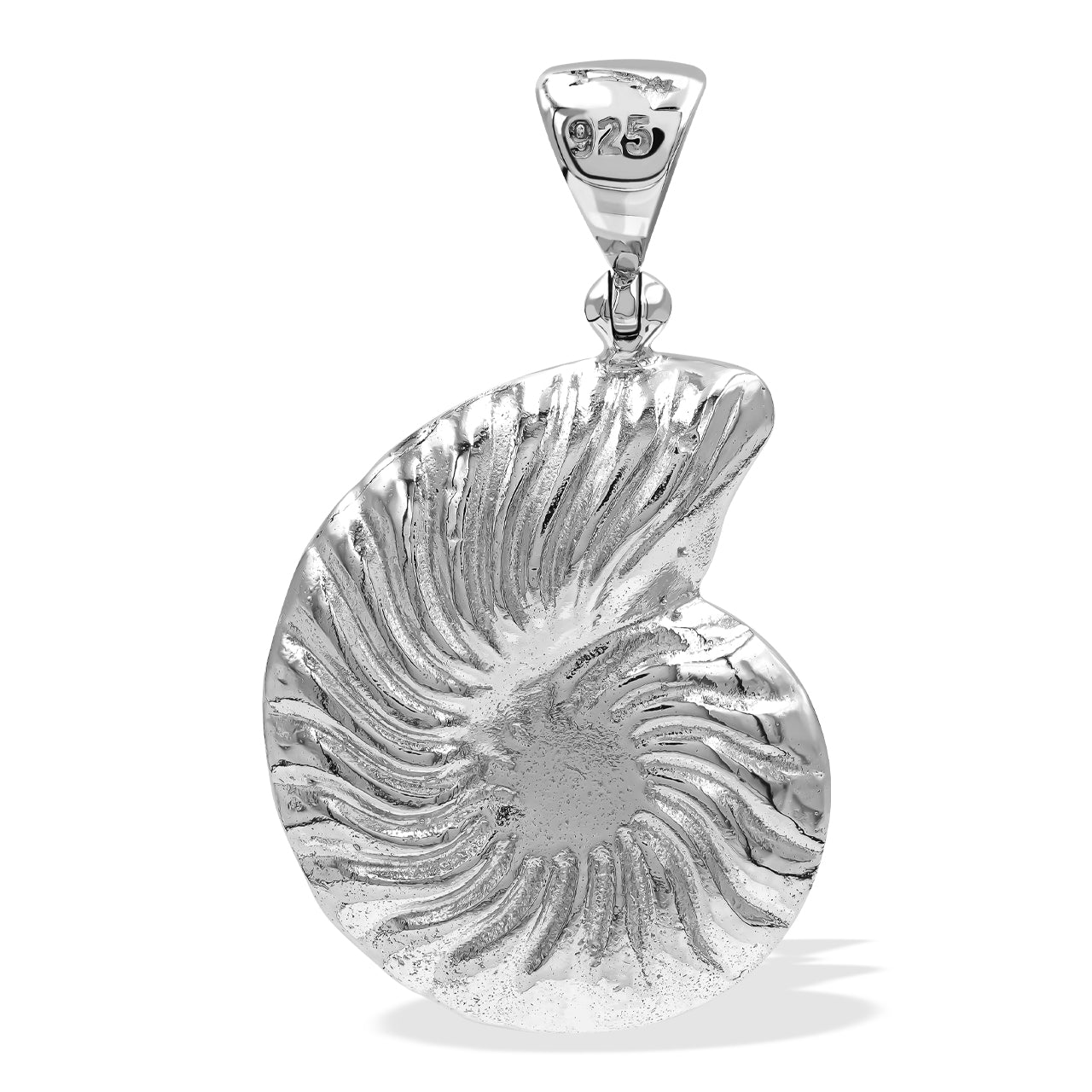 Starborn Mother of Pearl Inlay Nautilus Ammonite Pendant in Sterling Silver