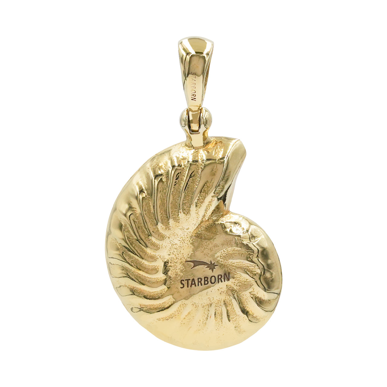 Starborn Mother of Pearl Inlay Nautilus Ammonite Pendant in Sterling Silver