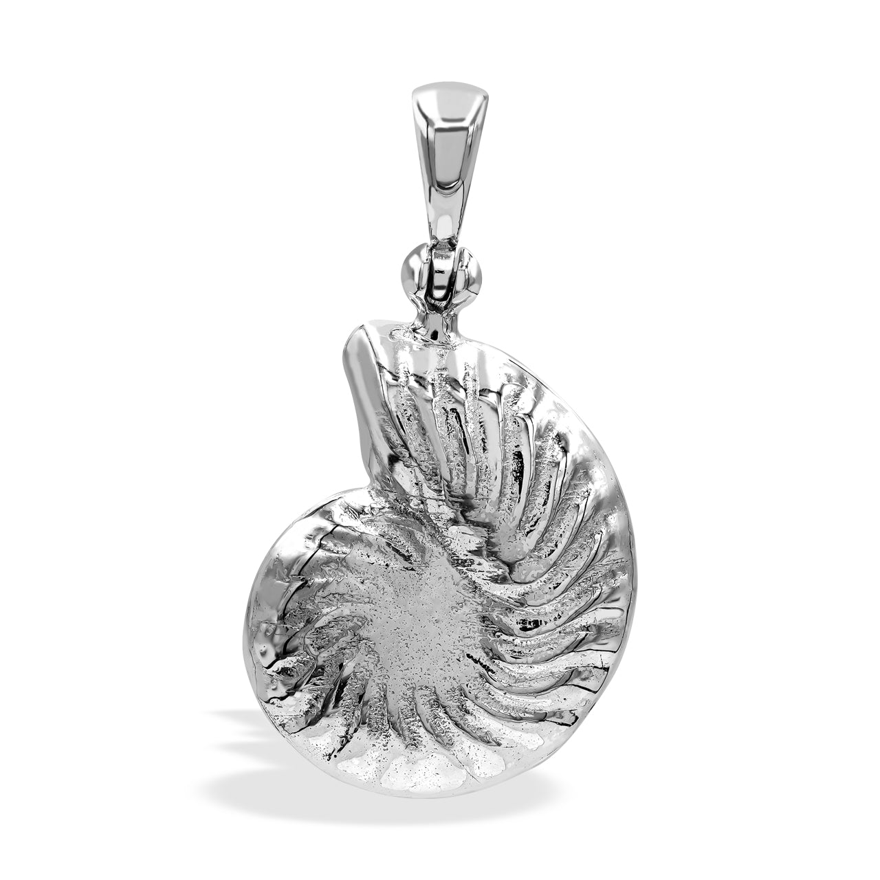 Starborn Mother of Pearl Inlay Nautilus Ammonite Pendant in Sterling Silver