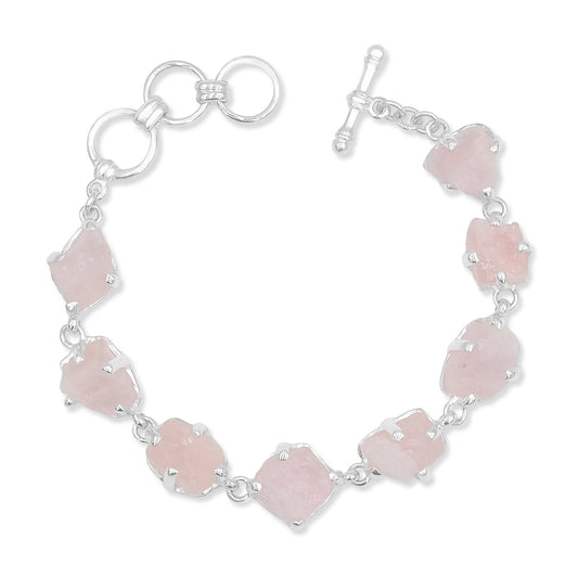 Starborn Rough Morganite Bracelet in Sterling Silver