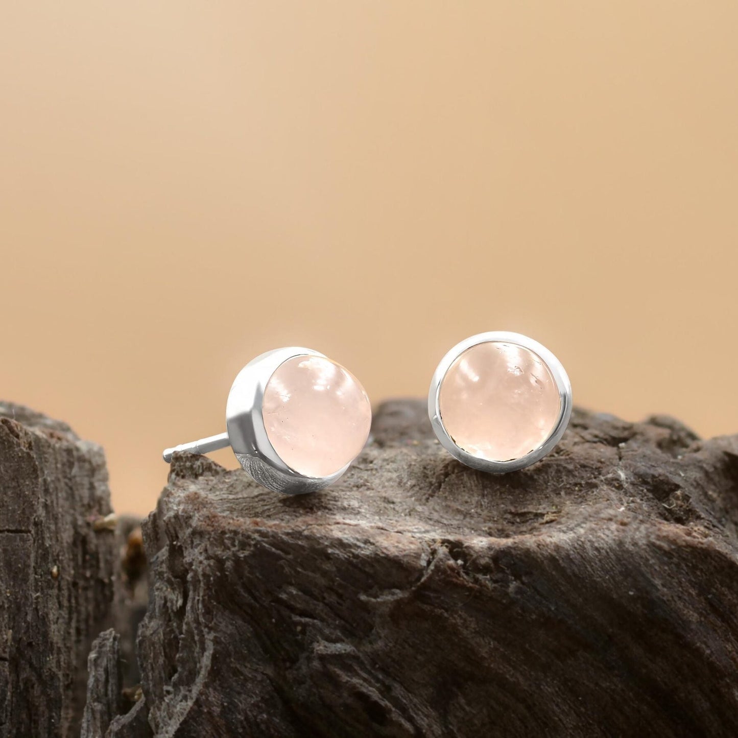 Starborn Morganite Round Post Earrings in Sterling Silver