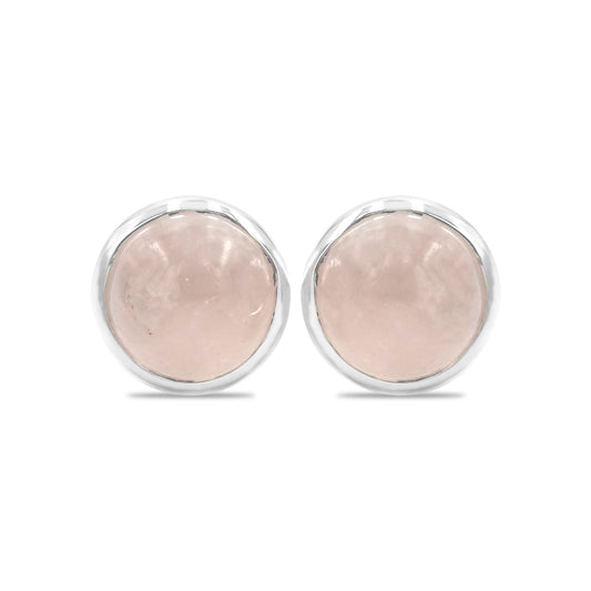Starborn Morganite Round Post Earrings in Sterling Silver