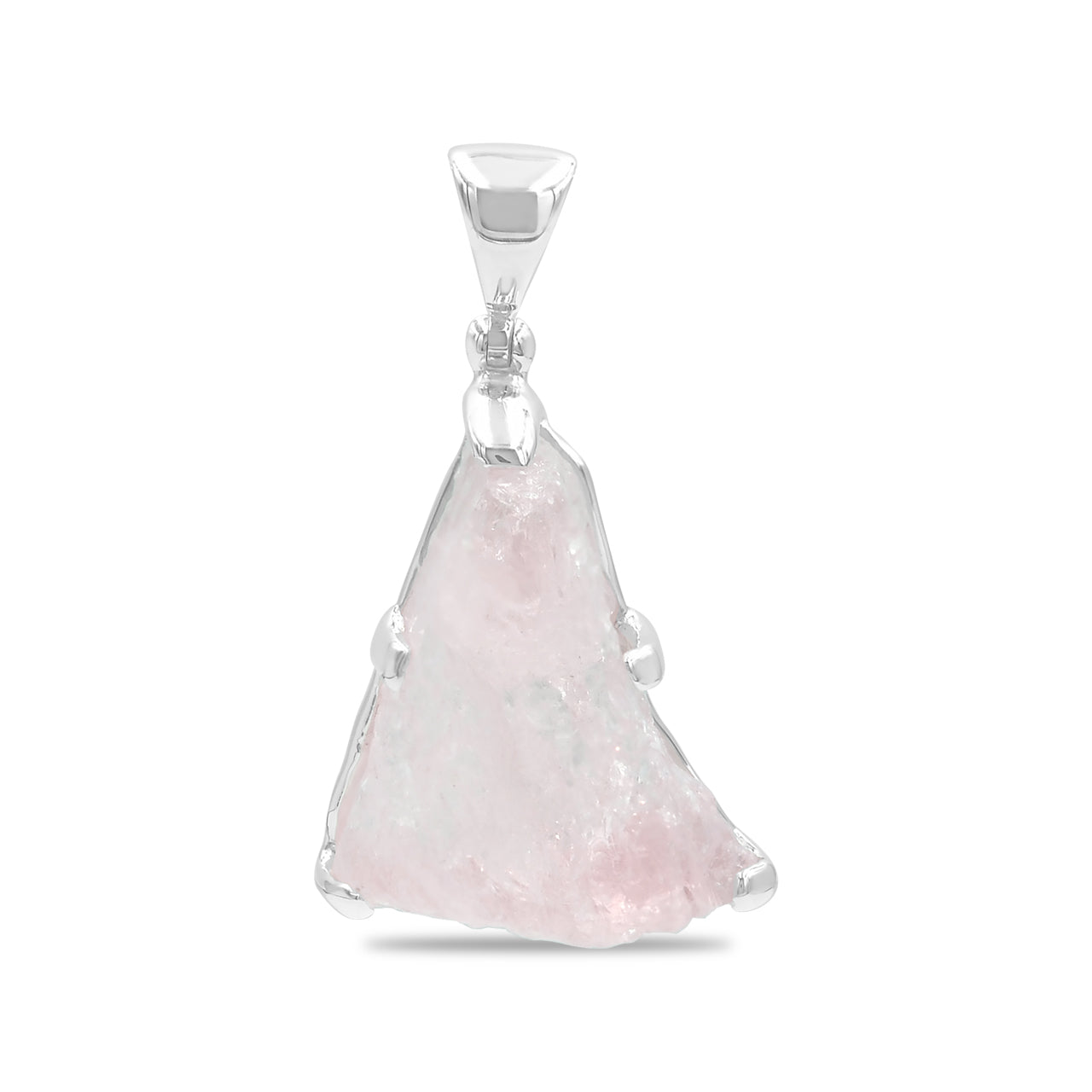 Starborn Morganite Rough Prong Set Pendant in Sterling Silver - Medium