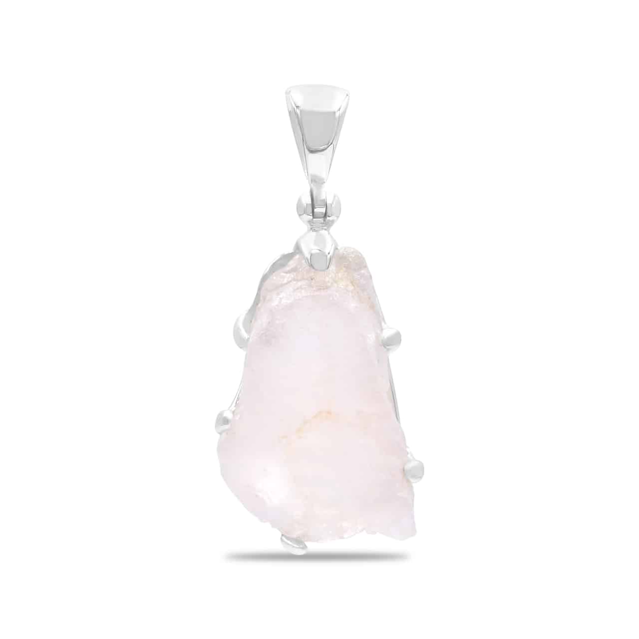 Starborn Morganite Rough Prong Set Pendant in Sterling Silver - Extra Large