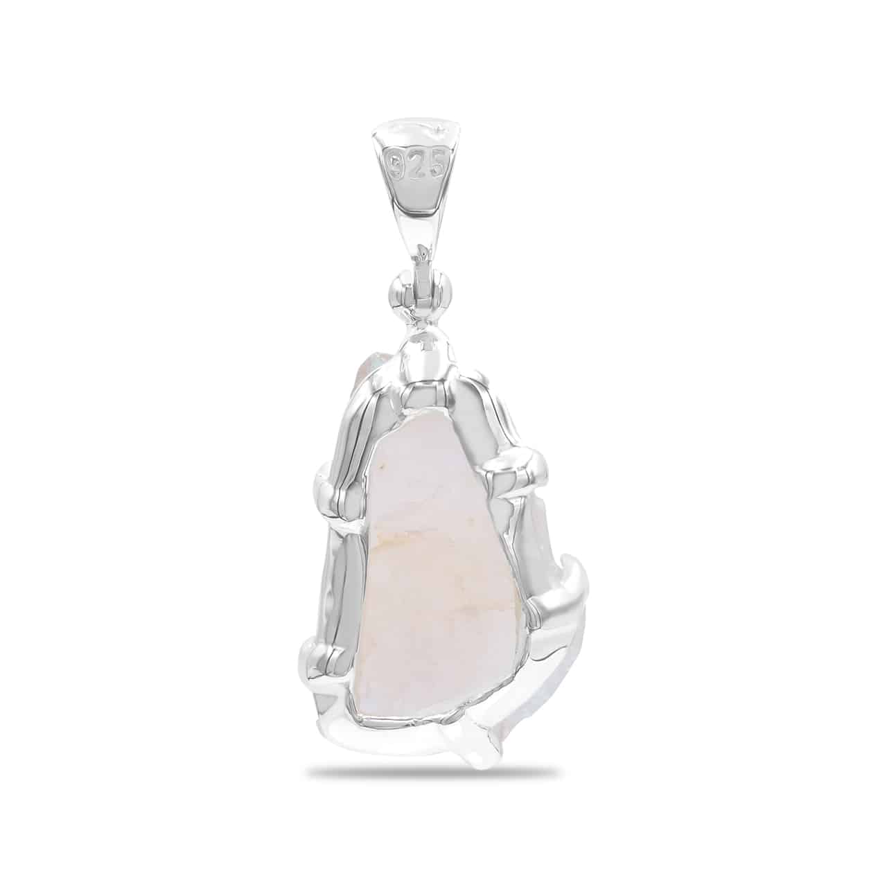 Starborn Morganite Rough Prong Set Pendant in Sterling Silver - Extra Large
