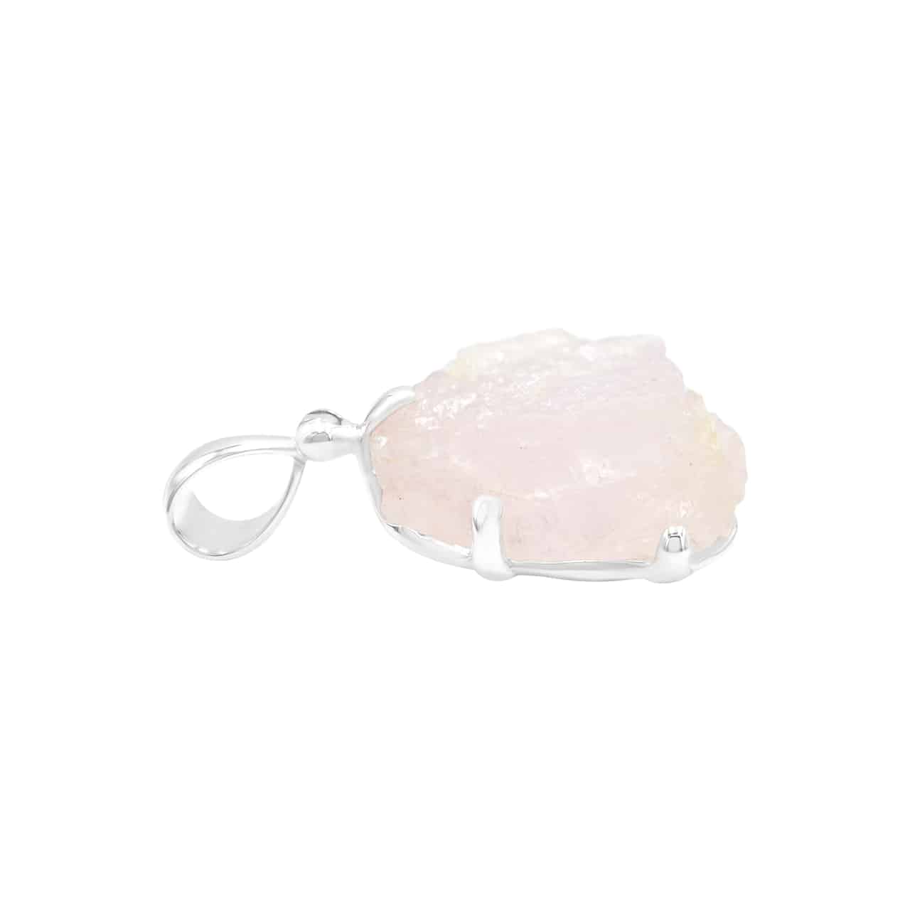 Starborn Morganite Rough Prong Set Pendant in Sterling Silver - Extra Large