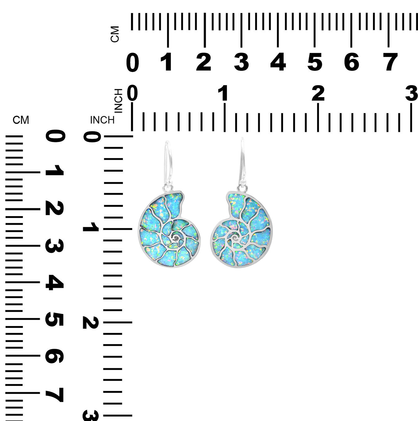 Starborn Cultured Opal Inlay Nautilus Earrings in Sterling Silver