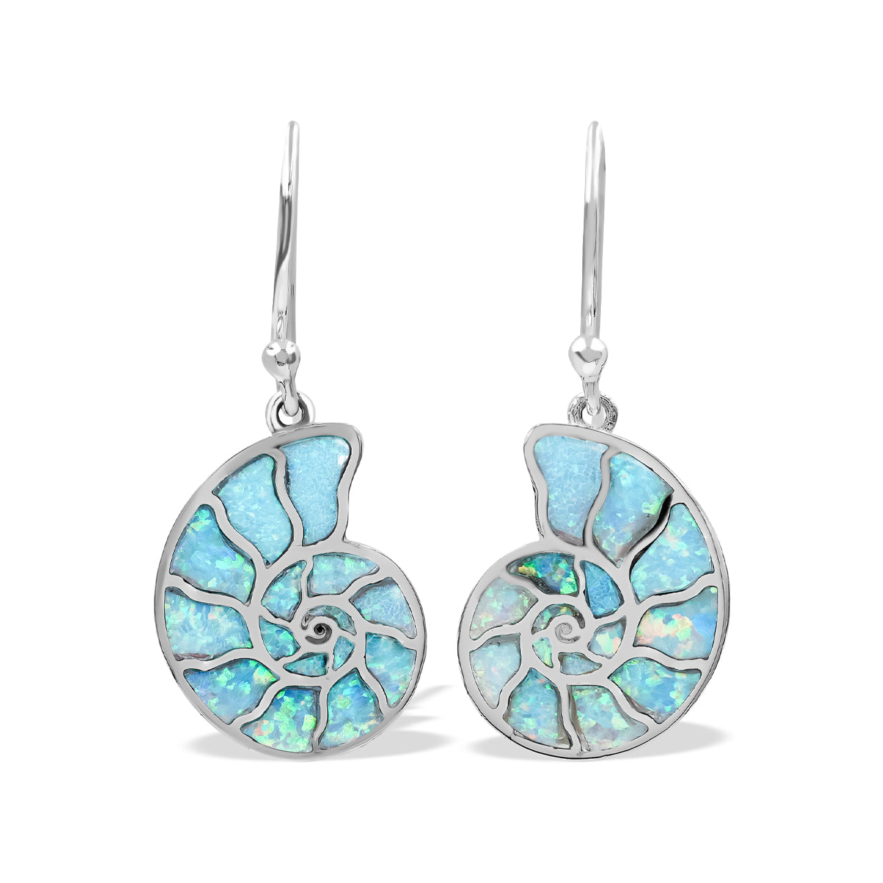 Starborn Cultured Opal Inlay Nautilus Earrings in Sterling Silver