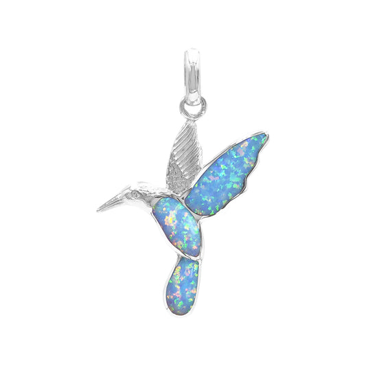 Starborn Cultured Opal Hummingbird Silhouette Pendant in Sterling Silver