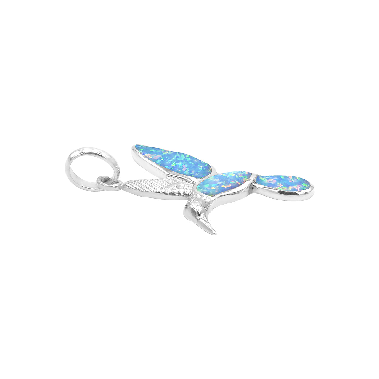 Starborn Cultured Opal Hummingbird Silhouette Pendant in Sterling Silver