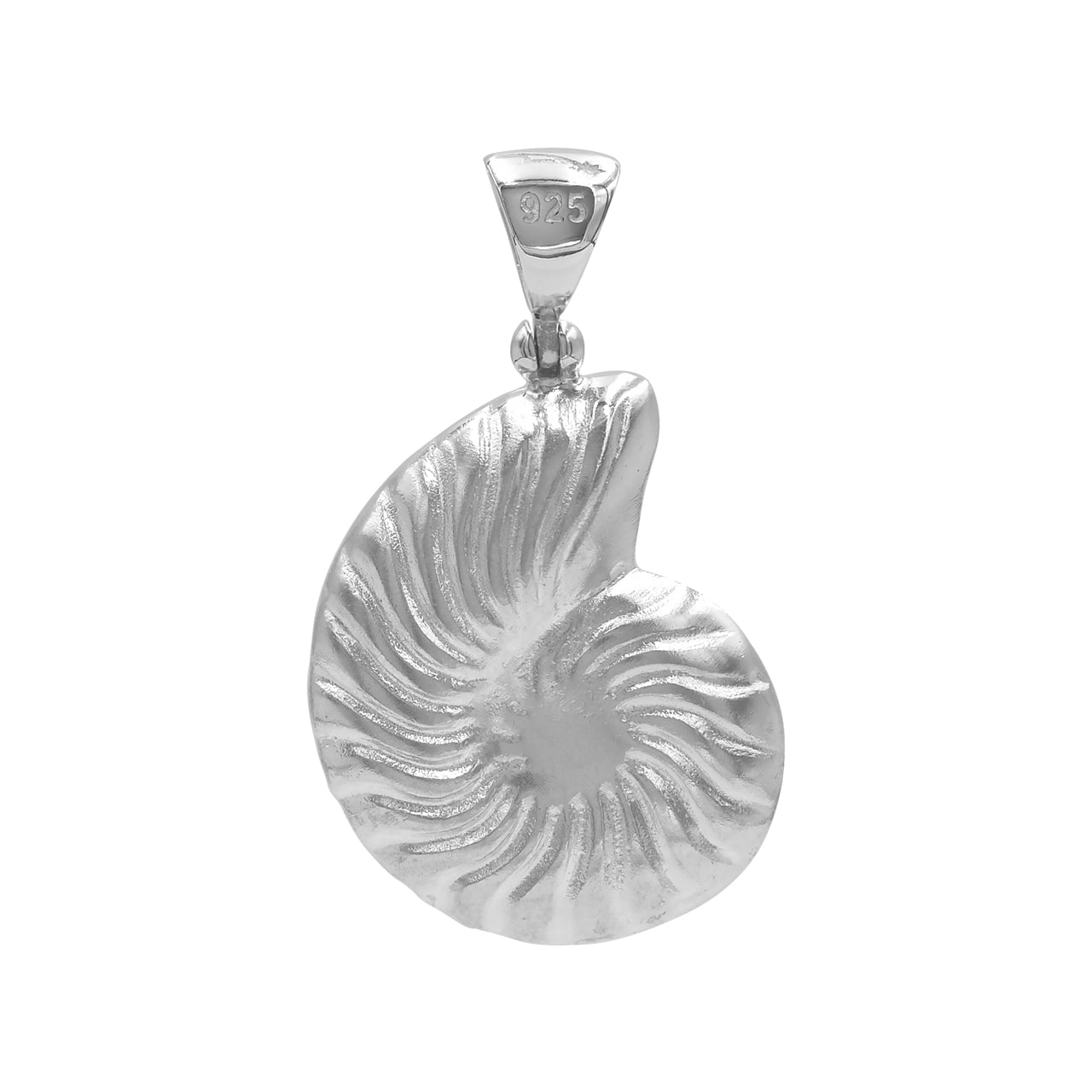 Starborn Cultured Opal Inlay Nautilus Ammonite Pendant in Sterling Silver
