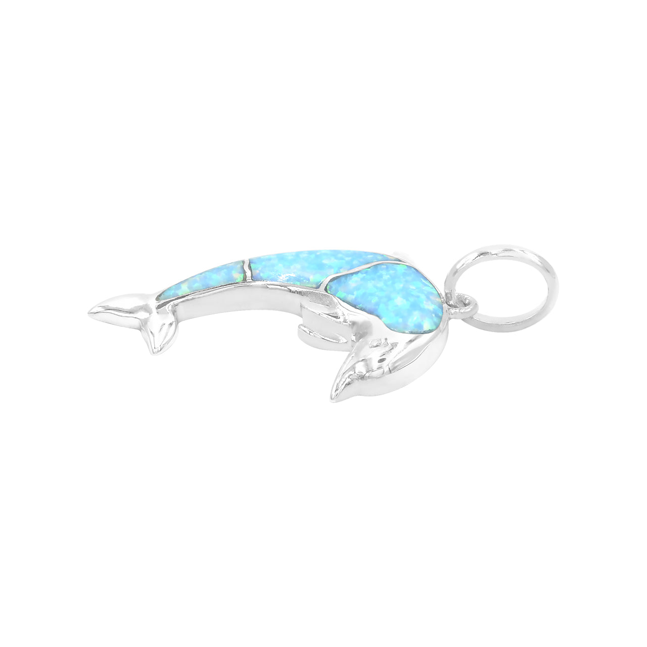 Starborn Cultured Opal Inlay Dolphin Pendant in Sterling Silver